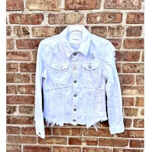 White 100% Cotton Distressed Denim Jacket by BLANK NYC